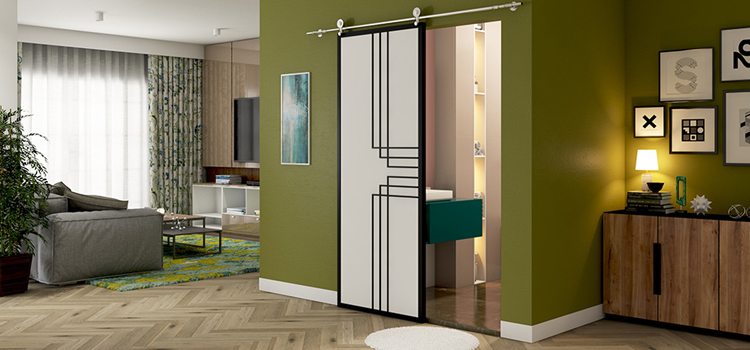 sliding bathroom door installation in Highland